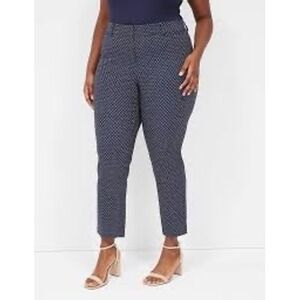 Lane Bryant Womens 4 Season Slim Ankle Pants Size 22 Navy White Micro